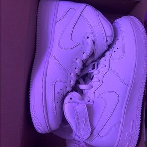Nike Air Force 1 Mid Kids White High-Top Sneakers